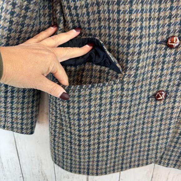 VTG Triona Houndstooth Wool Handwoven Donegal Tweed Sport Coat Jacket Size 12 - Picture 3 of 16